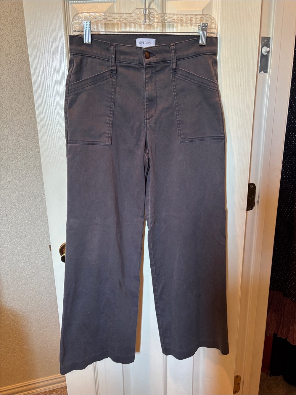 Evereve Emerson High Rise Barrel Pant Charcoal Gray Utility Patch Pocket size 27